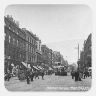 Market Street, Manchester, c.1910 2 Square Sticker