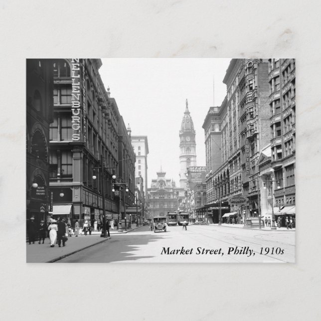 Market Street, Philly, 1910s Postcard (Front)