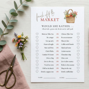 Market Would She Rather Bridal Shower Game Card