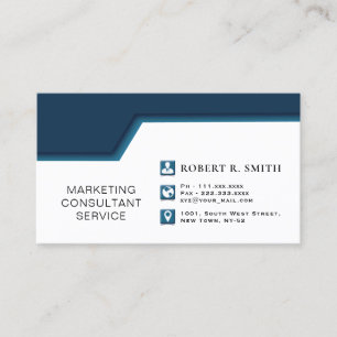 Marketing consultant Blue & WhiteBusiness Card