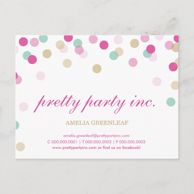 MARKETING cute confetti spots gold mint pink Postcard (Front)