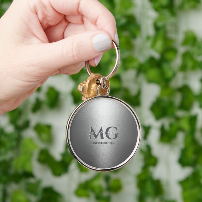 Marketing Grey Silver Professional Name Initials Keychain (Hand)