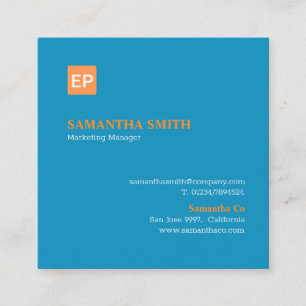 Marketing Manager Blue and Orange Square Business Card