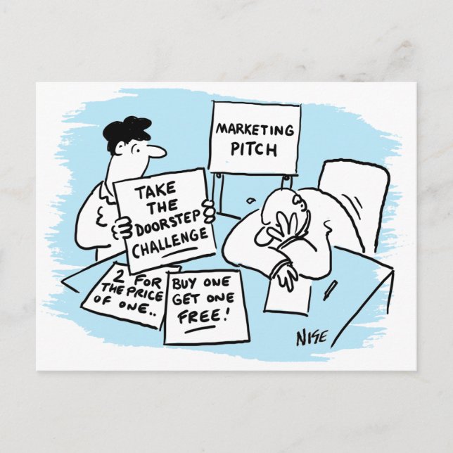 Marketing Manager is Enduring a Sales Pitch Postcard (Front)