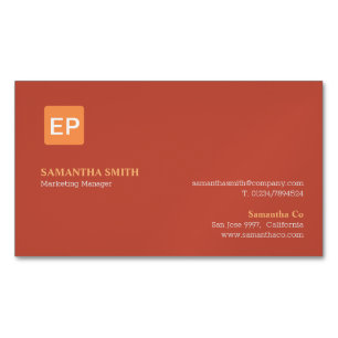 Marketing Manager Red Orange Magnetic Business Card