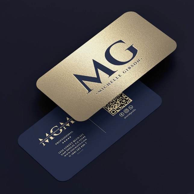 Marketing Professional Dark Navy Blue Gold Modern Business Card (Marketing Professional Dark Navy Blue Gold Modern Business Card
)