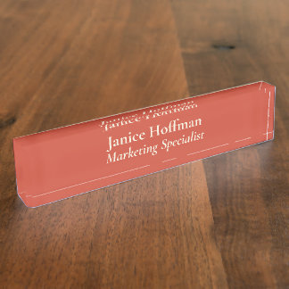 Marketing Specialist Orange Acrylic Nameplate