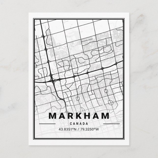 Markham Ontario Canada  Travel City Map Poster Postcard (Front)