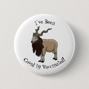 Markhor goat cartoon illustration 2 inch round button