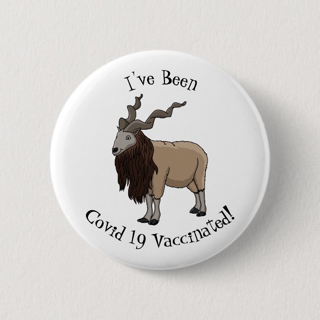 Markhor goat cartoon illustration  2 inch round button (Front)