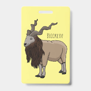 Markhor goat cartoon illustration badge