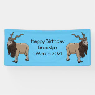 Markhor goat cartoon illustration  banner