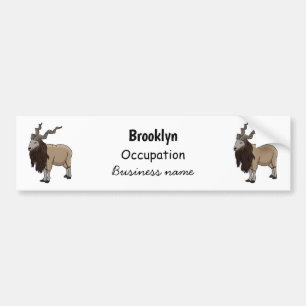 Markhor goat cartoon illustration bumper sticker