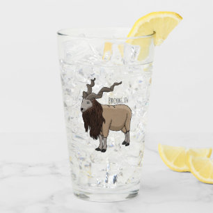 Markhor goat cartoon illustration glass
