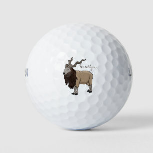 Markhor goat cartoon illustration golf balls
