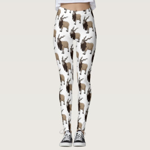 Markhor goat cartoon illustration leggings