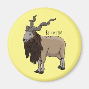 Markhor goat cartoon illustration magnet
