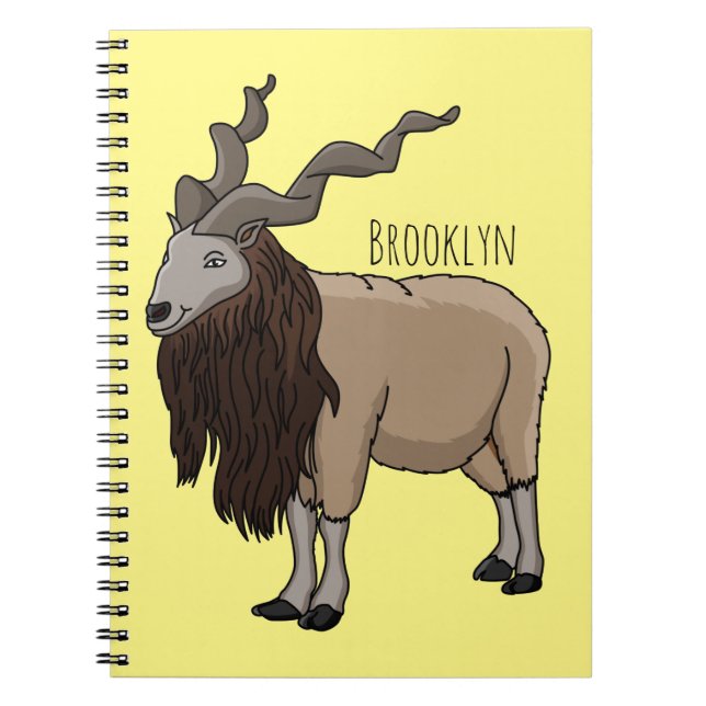 Markhor goat cartoon illustration  notebook (Front)