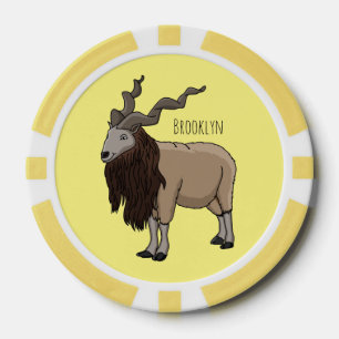 Markhor goat cartoon illustration poker chips
