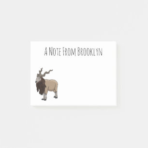 Markhor goat cartoon illustration post-it notes