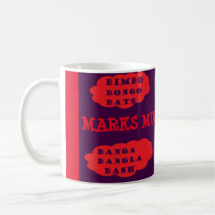 Marks name on red purple comic fun silly coffee mug