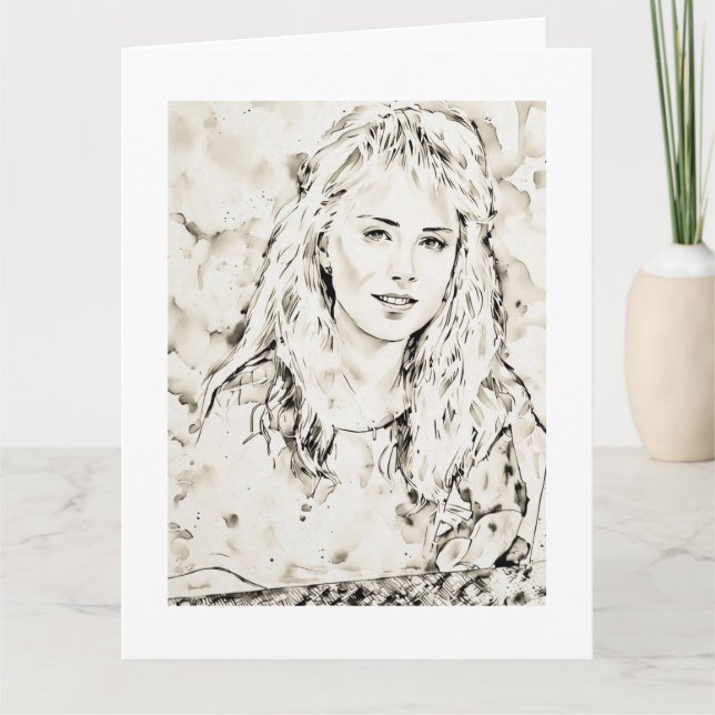 Marla Kay Mangan Computer Sketch Ink Wash 2  Card (Front)