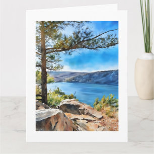 Marla's Devil's Lake Computer Watercolor Painting Card