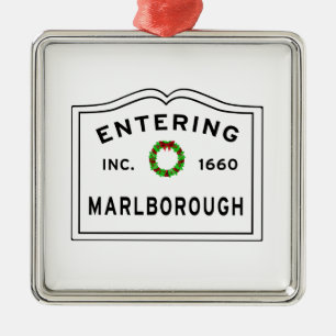 Marlborough, MA Vacances Wreath Ornement en métal