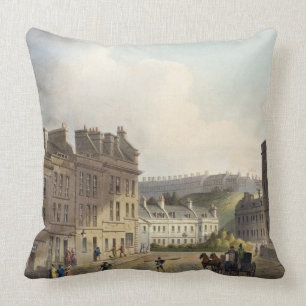 Marlborough Street, from 'Bath Illustrated by a Se Throw Pillow
