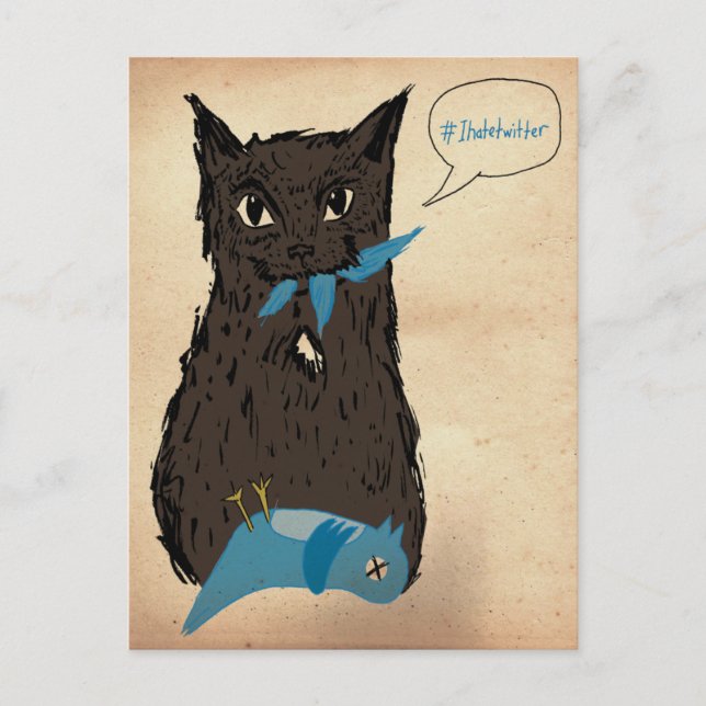 Marley Fish Hates Twitter Postcard (Front)