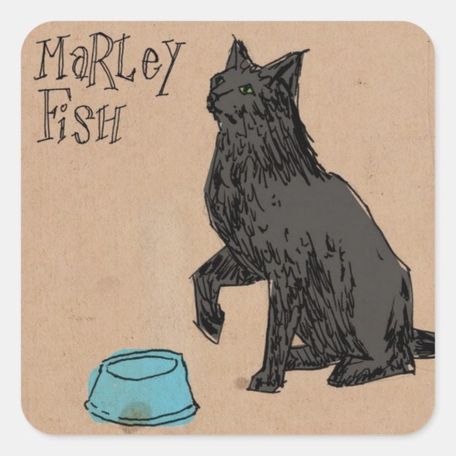 Marley Fish Supper Time Square Sticker (Front)