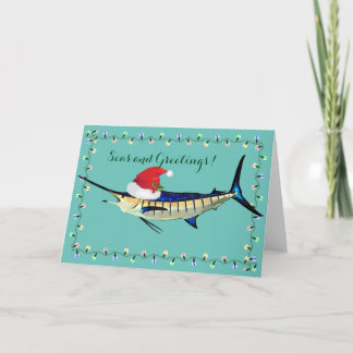 Marlin avec la carte de vacances de casquette de