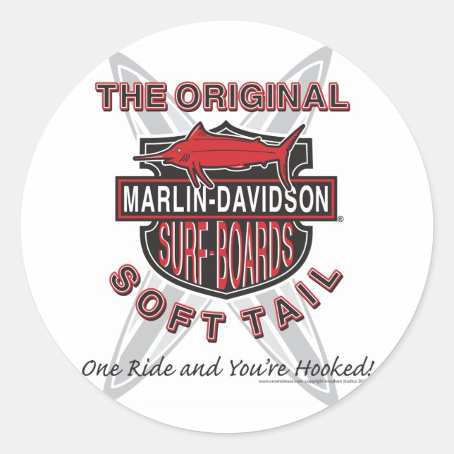 Marlin Davidsons Surf Boards Classic Round Sticker (Front)
