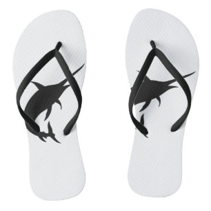 Marlin fish silhouette - Choose background color Flip Flops