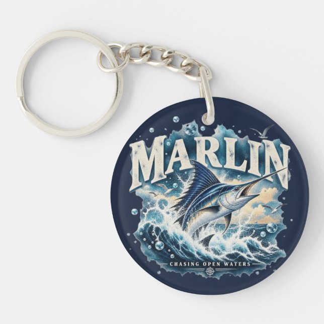 MARLIN Fishing Ocean Adventure Keychain (Front)