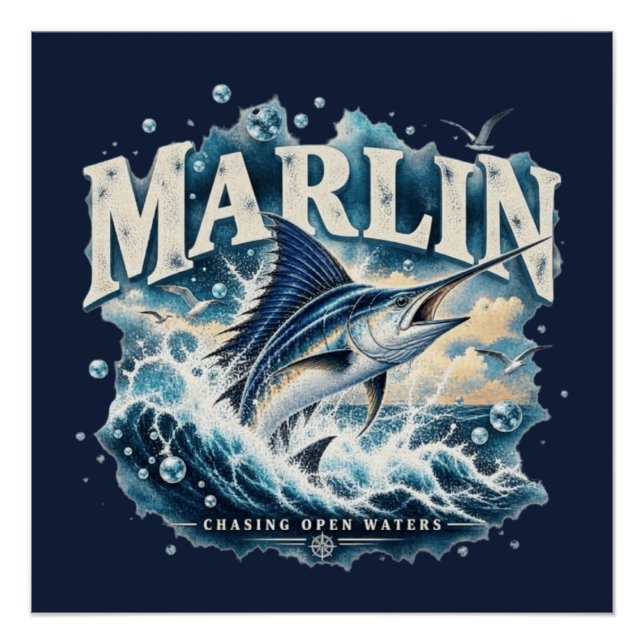 MARLIN Fishing Ocean Adventure Poster (Front)