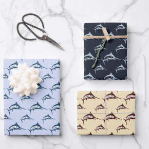 Marlin Pattern Bundle Wrapping Paper Sheet