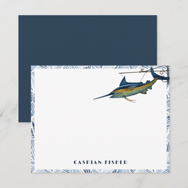 Marlin Sign Stationery Note Card (Front/Back)
