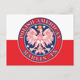 Marlin Texas Polish American Eagle Postcard