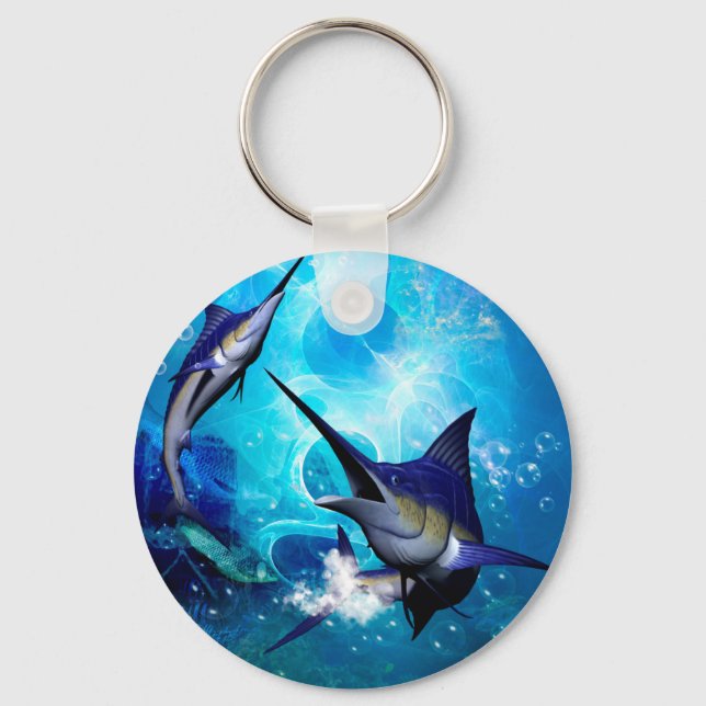 Marlin with bubbles keychain (Front)