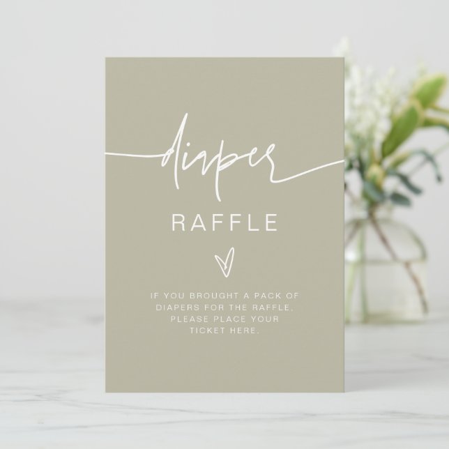MARLO Bohemian Sage Green Diaper Raffle Game Sign Invitation (Standing Front)