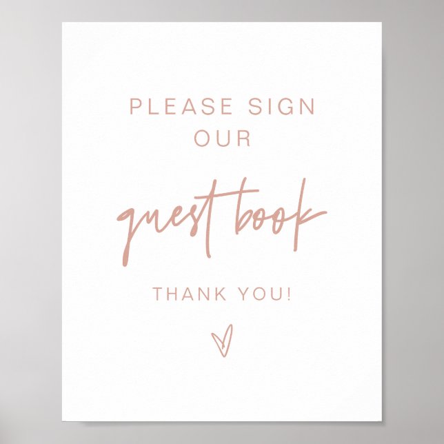 MARLO Boho Blush Pink and Beige Guestbook Sign (Front)