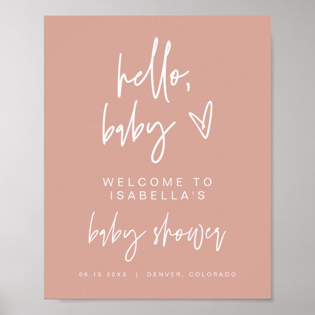 MARLO Boho Blush Pink Shower Welcome Poster (Front)