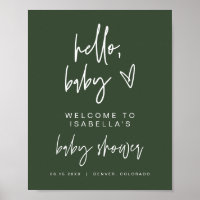 MarLO Boho Forest Green Baby shower Welcome Poster