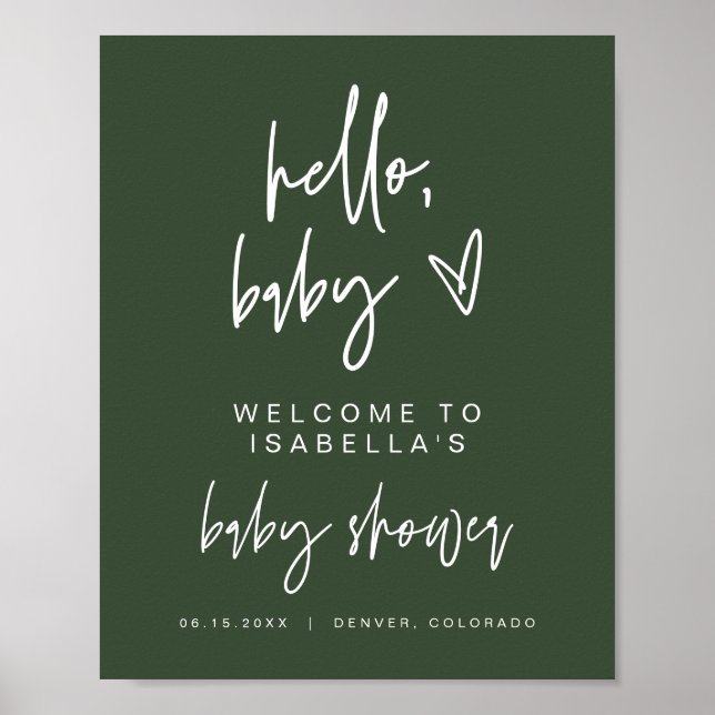 MarLO Boho Forest Green Baby shower Welcome Poster (Devant)