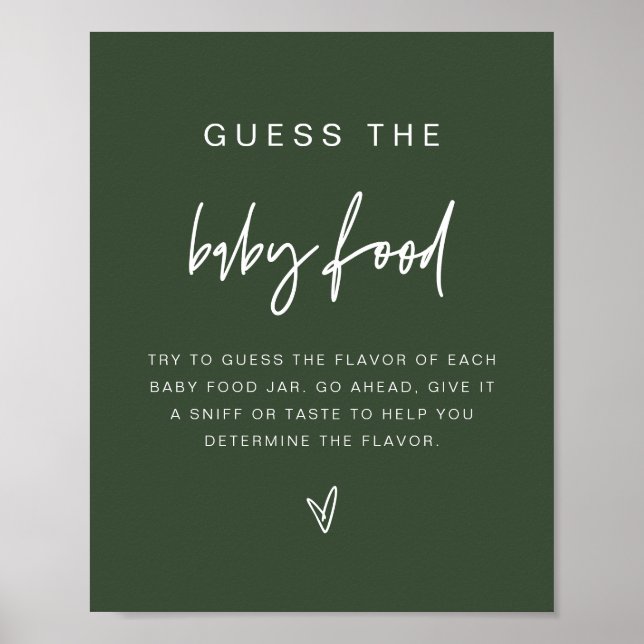 MARLO Boho Forest Green Guess the Baby Food Game  Poster (Front)