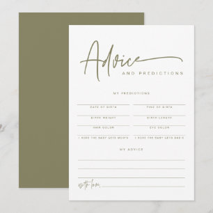 MARLO Boho Olive Green Baby Advice & Predictions  Invitation