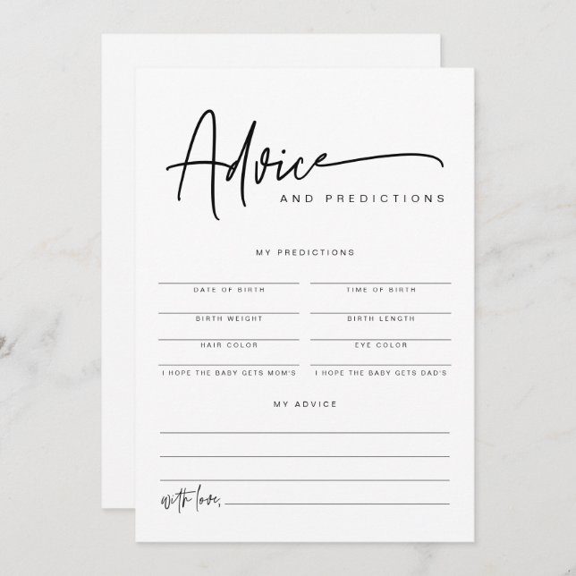 MARLO Bold Contemporary Advice & Predictions  Invitation (Front/Back)