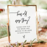 MARLO Bold Modern How Old Were They Sign<br><div class="desc">This bridal shower game template features a modern handwritten font and minimalist design. Use this template to edit the fonts,  font colour,  and background colour to match your event needs.. Its simple design is the perfect baby shower sign for the modern mom.</div>