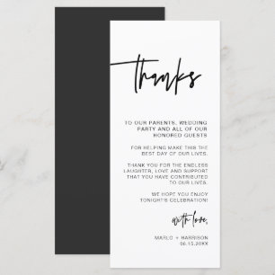 MARLO Contemporary Bold Wedding Table Thank You Menu